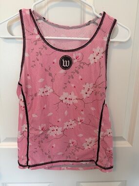 Wattie Ink Pink Floral Triathlon Run Tank with Center Logo